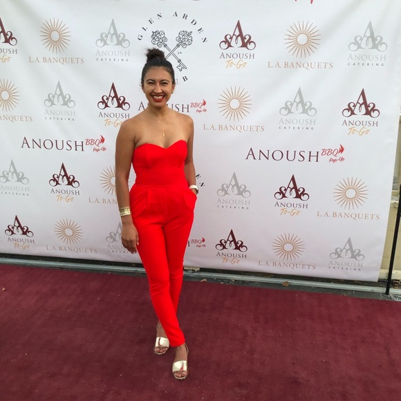 Adelyn Rae red strapless jumpsuit - Picture 3 of 8